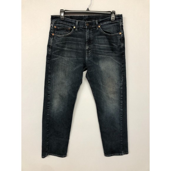 Levi's 505 Men Straight Leg Jeans Size 36X32 Blue Denim Dark Wash M070 -10 - Picture 1 of 16